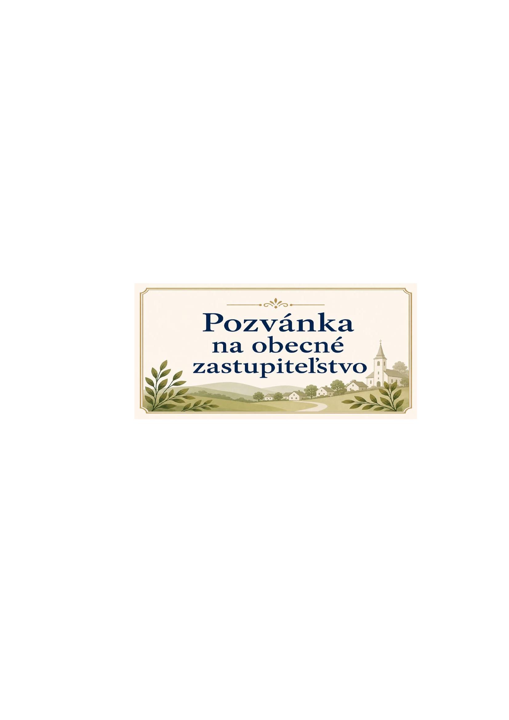 Pozvánka na obecné zastupiteľstvo dňa 02.09.2026