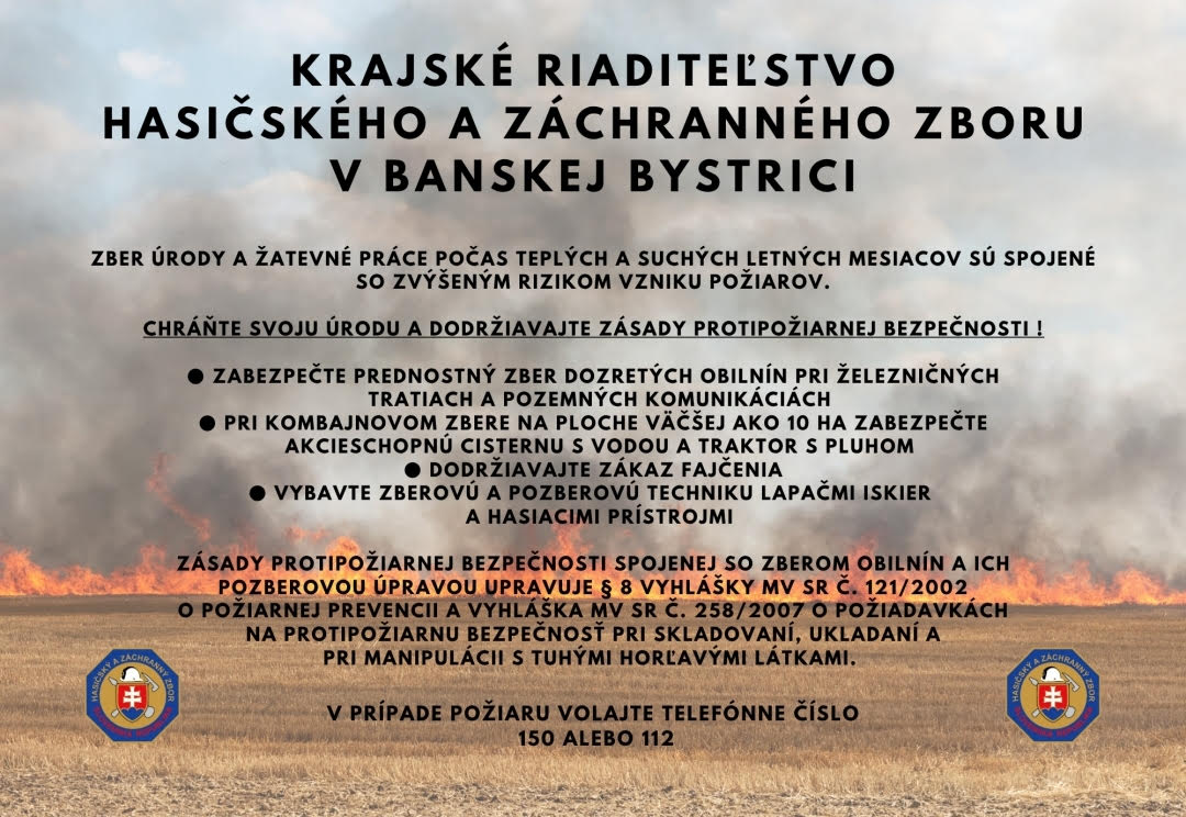 Krajské riaditeľstvo HaZZ v BB oznamuje