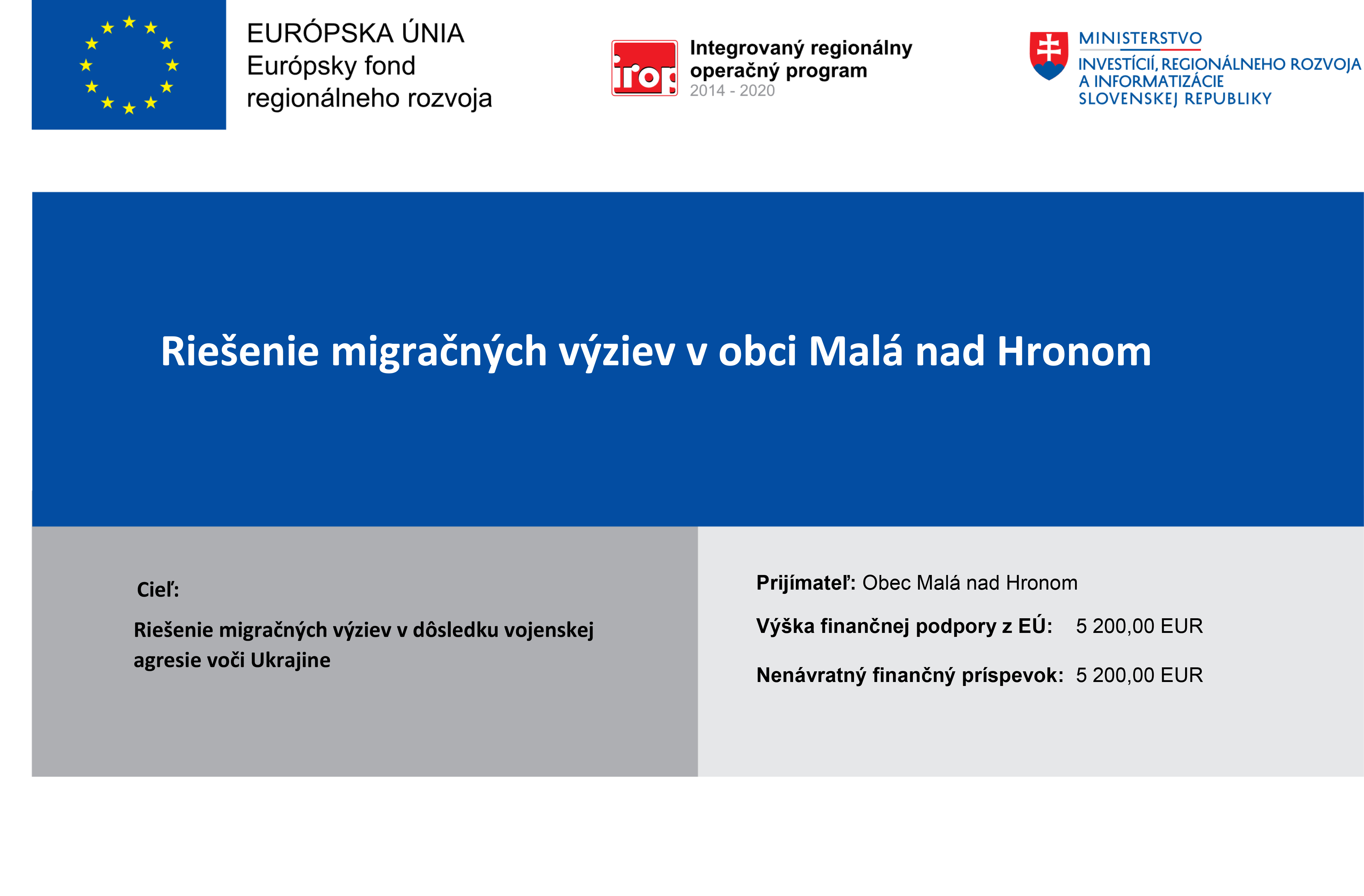 Riešenie migračných výziev v obci Malá nad Hronom